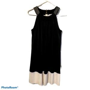 Calvin Klein Black Halter Shift Dress Faux Collar m